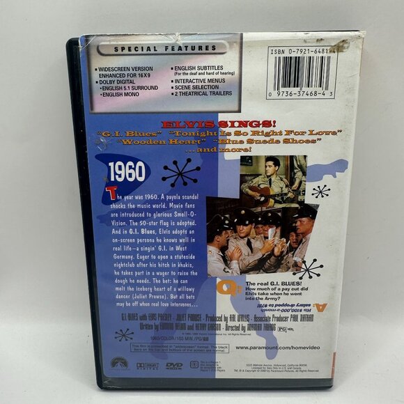 G.I. Blues DVD Movie Rated PG Paramount NTSC Widescreen Elvis Presley - Picture 2 of 3